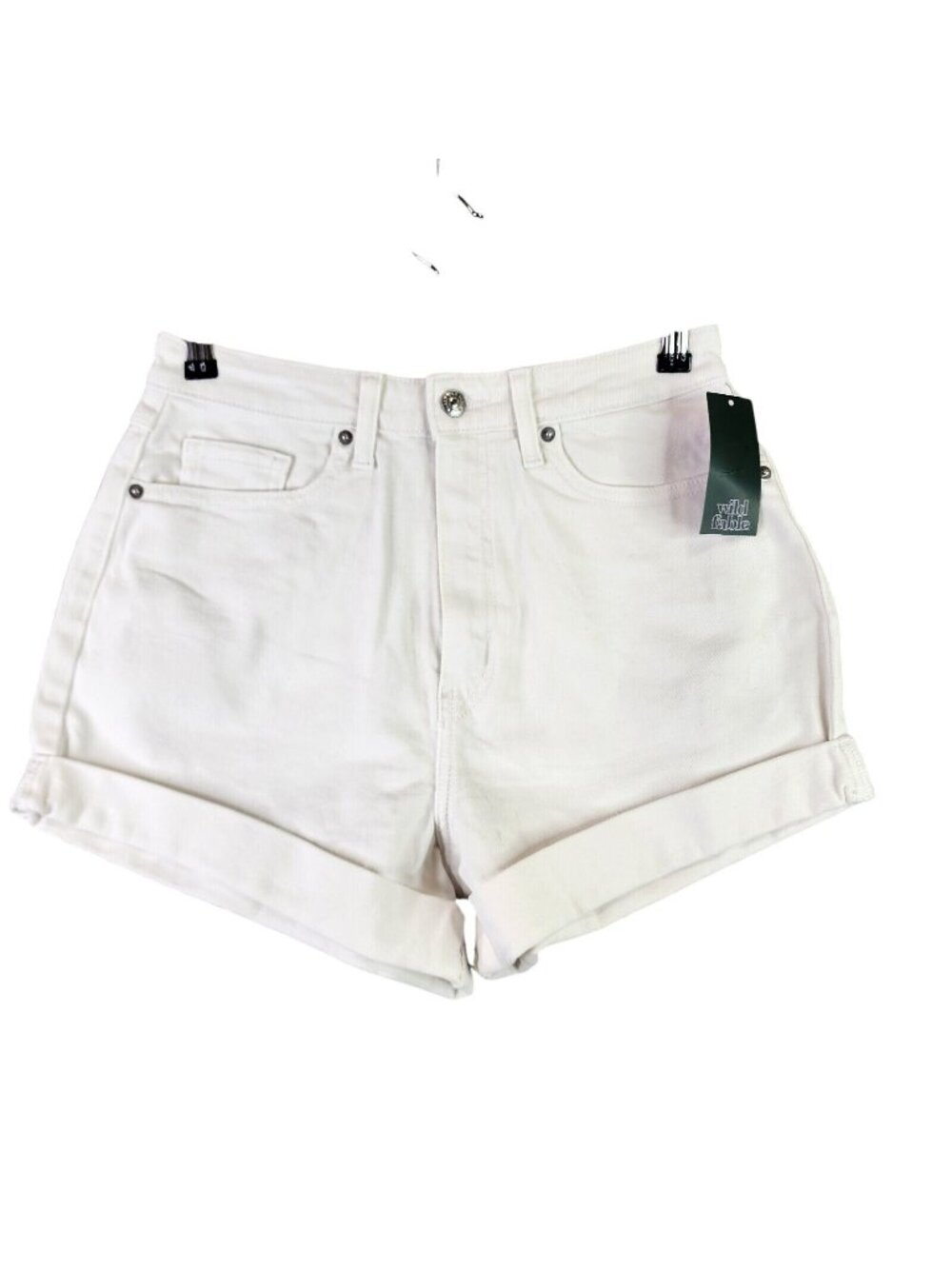 Womens Wild Fable White High Rise Curvy Rolled Cuff Mom Denim Shorts Size 6
